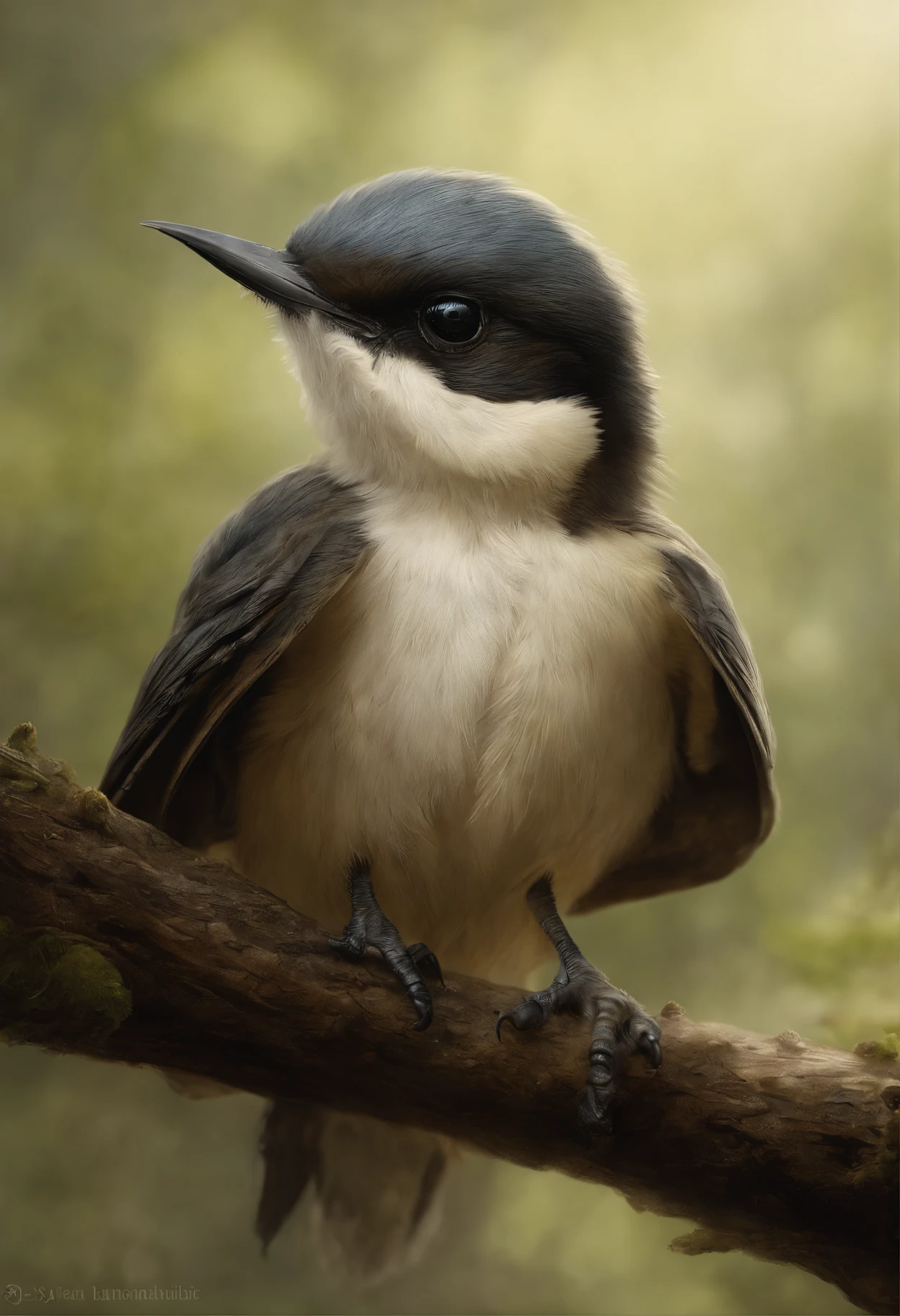 真实感, dark fantasy style, John Tolkien style, Small painting by Jean-Baptiste Monge,      little bird swallow, nestling, anatomically correctly drawn body, sitting on an oak branch,  flapping of wings, ultra-precisely drawn movement of the wings, Только что вылупившийся nestling, ultra realistic 3d illustration, portrait shot, Realistic paleoart photography, extreme close up portrait, closeup portrait shot, highly realistic photo, based on Bob Eggleton, hyper realistic render, hyper realistic render, hyper realistic render, close up portrait shot, adorable digital painting, ultra realistic picture ,The city, megalopolis, city trail, big house, glass skyscraper, Jean-Baptiste Monge, anthropomorphic --ar 2:3 --testp -optimistic;
