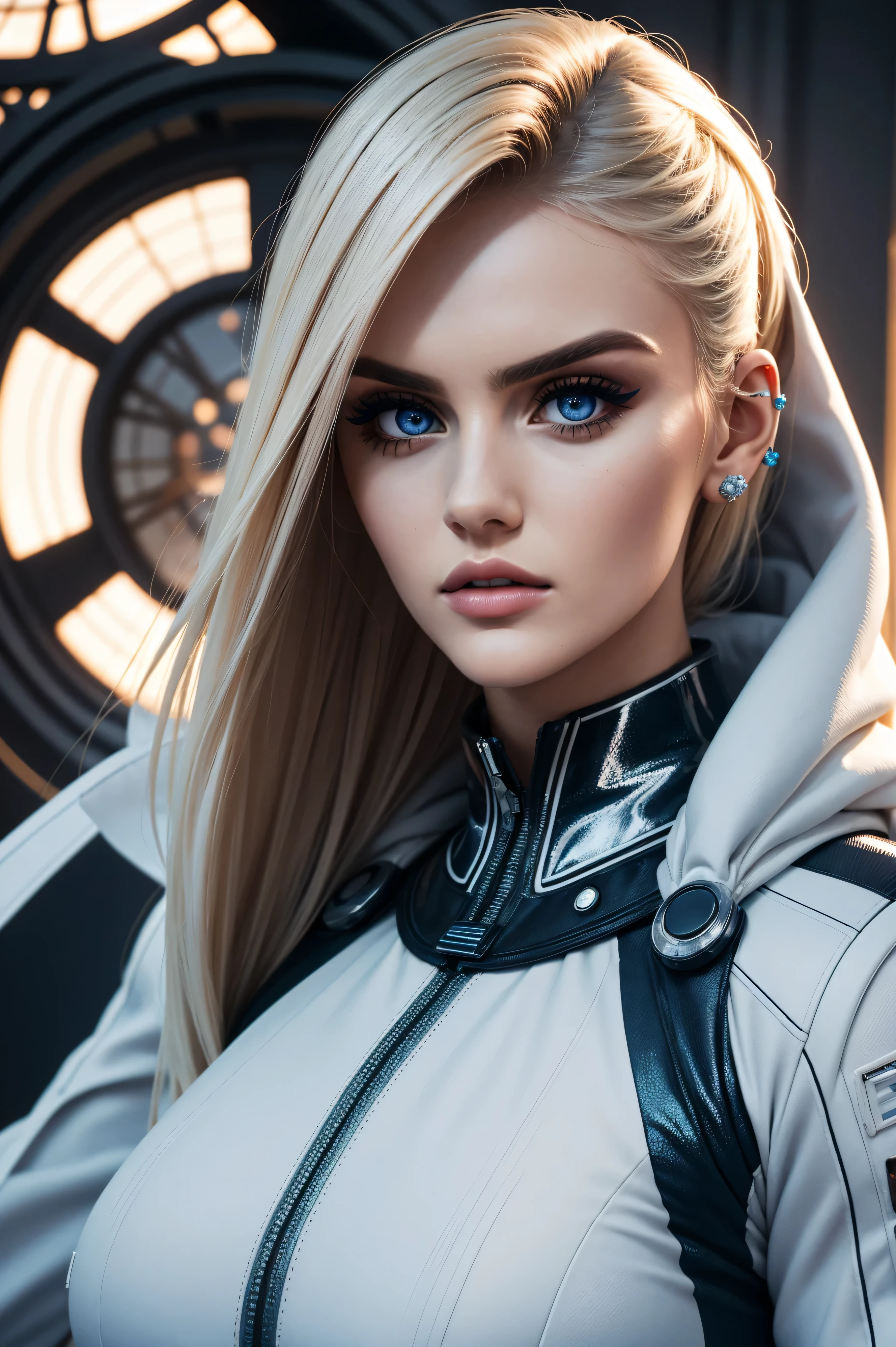 Perrie Edwards, wearing cosmonaut sexy clothes. professionally retouched, soft lighting, realistic, smooth face, perfect eyes, sharp focus on eyes, 8 k, high definition, insanely detailed, intricate, elegant. in a Eiffel Tower background.