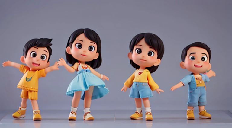 menino bonito em varias poses, different emotions, multiples poses and expressions, solid background, pacote de emojis, 16 emoticons, anthropomorphic style, estilo disney, black strokes, 8k,--Niji 5,Disney pixar |
