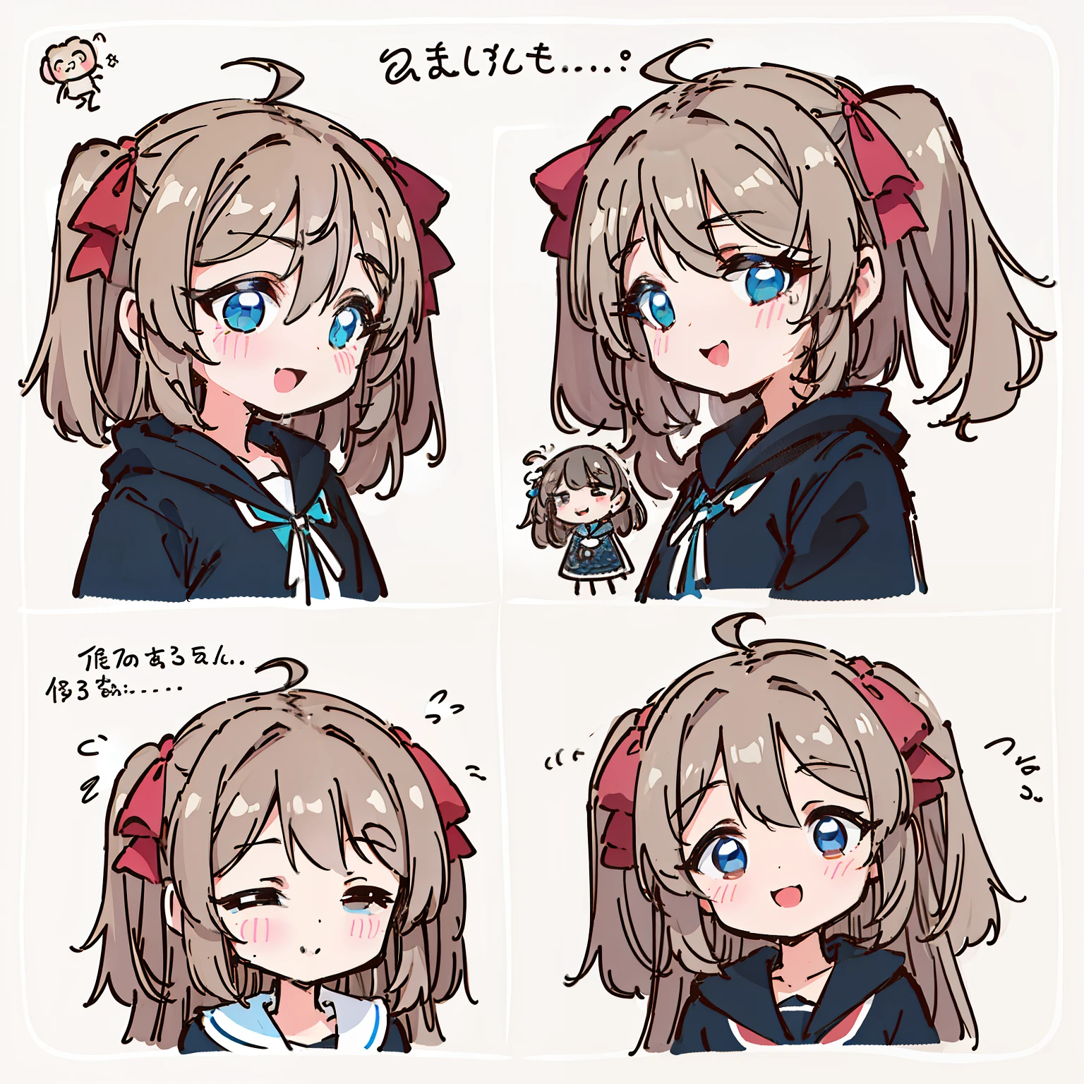 a cute monkey, all
kinds of expressions, happpy, sad, angry, expectant
laughter, disappointed1, cute eyes, white
background, illustration-nii 5-style cute, emoji
as illustration set, with boold manga line style,
dynamic pose dark white,, f/64 group, related
characters, Old Meme Kernel