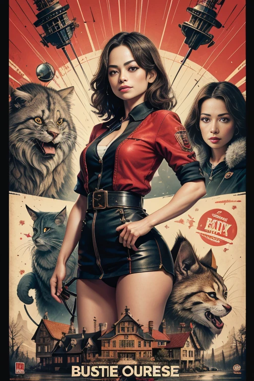 (masutepiece, Best Quality), Kristin Kreuk、8K Wallpaper, Highly detailed, poster for, krampus, Vintageホラー, 1940's, クリスマスホラースリラー映画のposter for, Bauhaus, shapes, lines, Abstract, propaganda, Gothic, 映画poster for, Vintage,