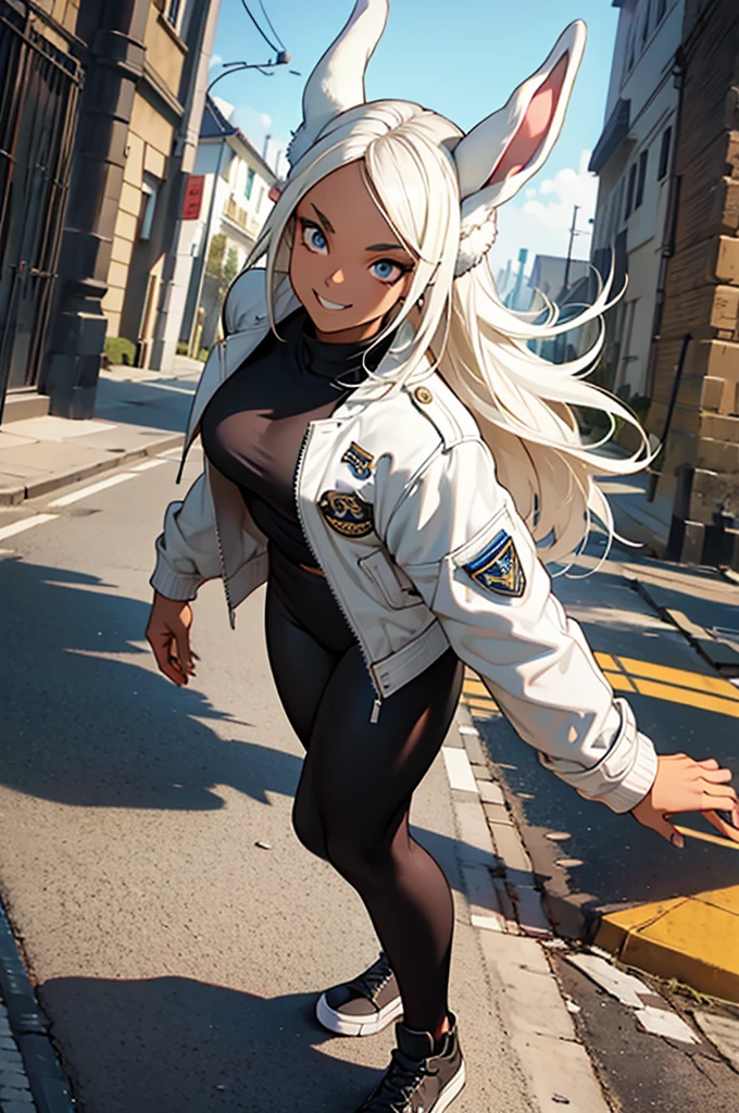 (best quality,8k,Ultra HD,highres,masterpiece:1.2),ultra-detailed,realistic:1.37,launching,throwing,slim and curvaceous figure,accentuated and lifted curvaceous booty,thin and thick,small waist,on the street,energetic movement,vibrant colors,bokeh,urban setting,stylish outfit,confident expression,strong and powerful stance,nighttime lighting,gritty atmosphere,cityscape backdrop,cool and dynamic pose,attention-grabbing gesture,fierce determination,dynamic motion lines,expressive eyes,detailed facial features,impeccable makeup,flawless skin,shiny hair,bright smile,urban chic style,positive energy,stylish accessories.