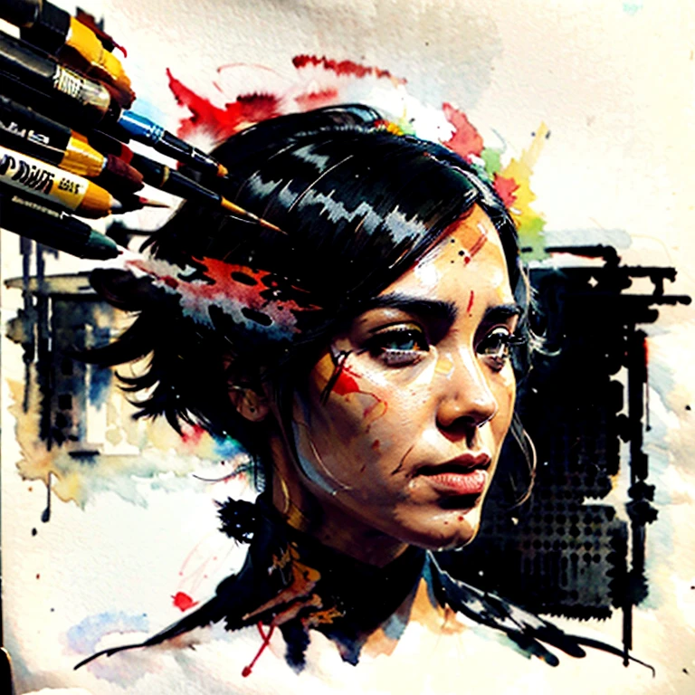 jesus Chisth face Ink drawing, digital illustration, Comic strip style, Watercolor, artstation style, Conceptual art, 2D illustration, by Peter Draws, by Carne Griffiths, by Wadim Kashin, Full body, centered,Detailed, smooth, dynamic pose, --v 5.1 --ar 3:4