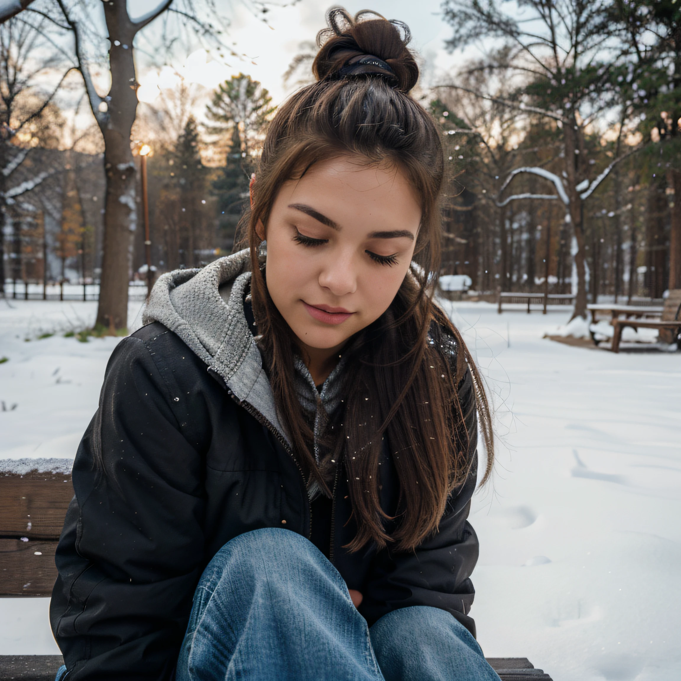 Mature Russian girl pees in the snow