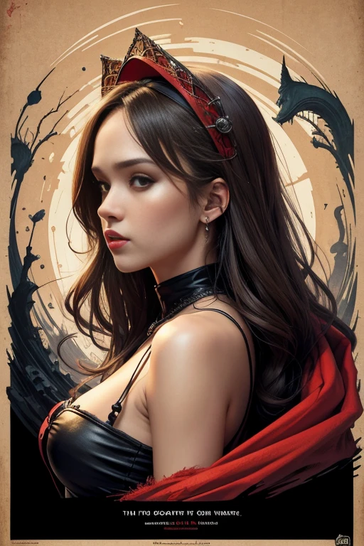 a detailed and captivating description of a seductive vampire with short red clothes, beautiful and symmetrical brown eyes, dazzling and meticulously elaborated face, in a dynamic pose, in the style of artists such as Russ Mills, Darek Zabrocki, Ivan laliashvili, Jean-Baptiste Monge. Ink falling into the water, splashes and stains, paper texture, pulp sleeve style and perfect shading, with dramatic lighting. The artwork must be centered, stylized, and elaborated. Rendered in 8K resolution for high-quality detail, artstation, concept art, smooth and sharp focus, detailed illustration, soft and natural light, volumetric and cinematic, intricate artwork. --auto --s2