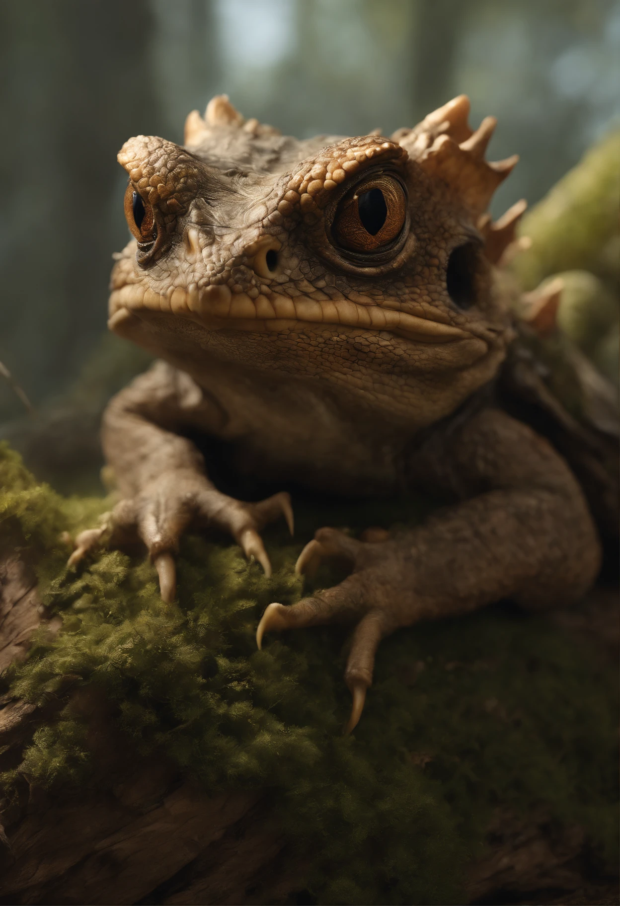 真实感, dark fantasy style, John Tolkien style, Small painting by Jean-Baptiste Monge,      Little turtle, sitting on the root of an oak tree, A Newly Hatched Dragon, ultra realistic 3d illustration, portrait shot, Realistic paleoart photography, extreme close up portrait, closeup portrait shot, highly realistic photo, based on Bob Eggleton, hyper realistic render, hyper realistic render, hyper realistic render, close up portrait shot, adorable digital painting, ultra realistic picture ,The city, megalopolis, city trail, big house, glass skyscraper, Jean-Baptiste Monge, anthropomorphic --ar 2:3 --testp -optimistic;