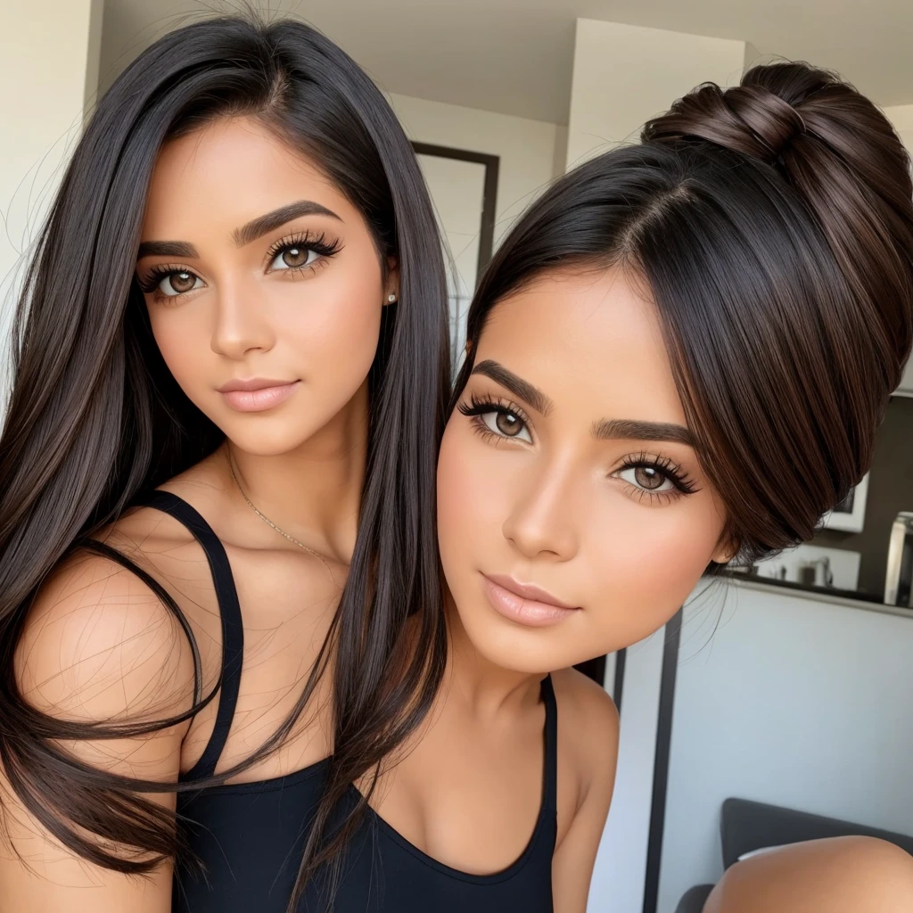 Uma Mulher de 28 anos, morena, with medium eyelashes, olhos castanhos, labios pequenos, rosto ocidental