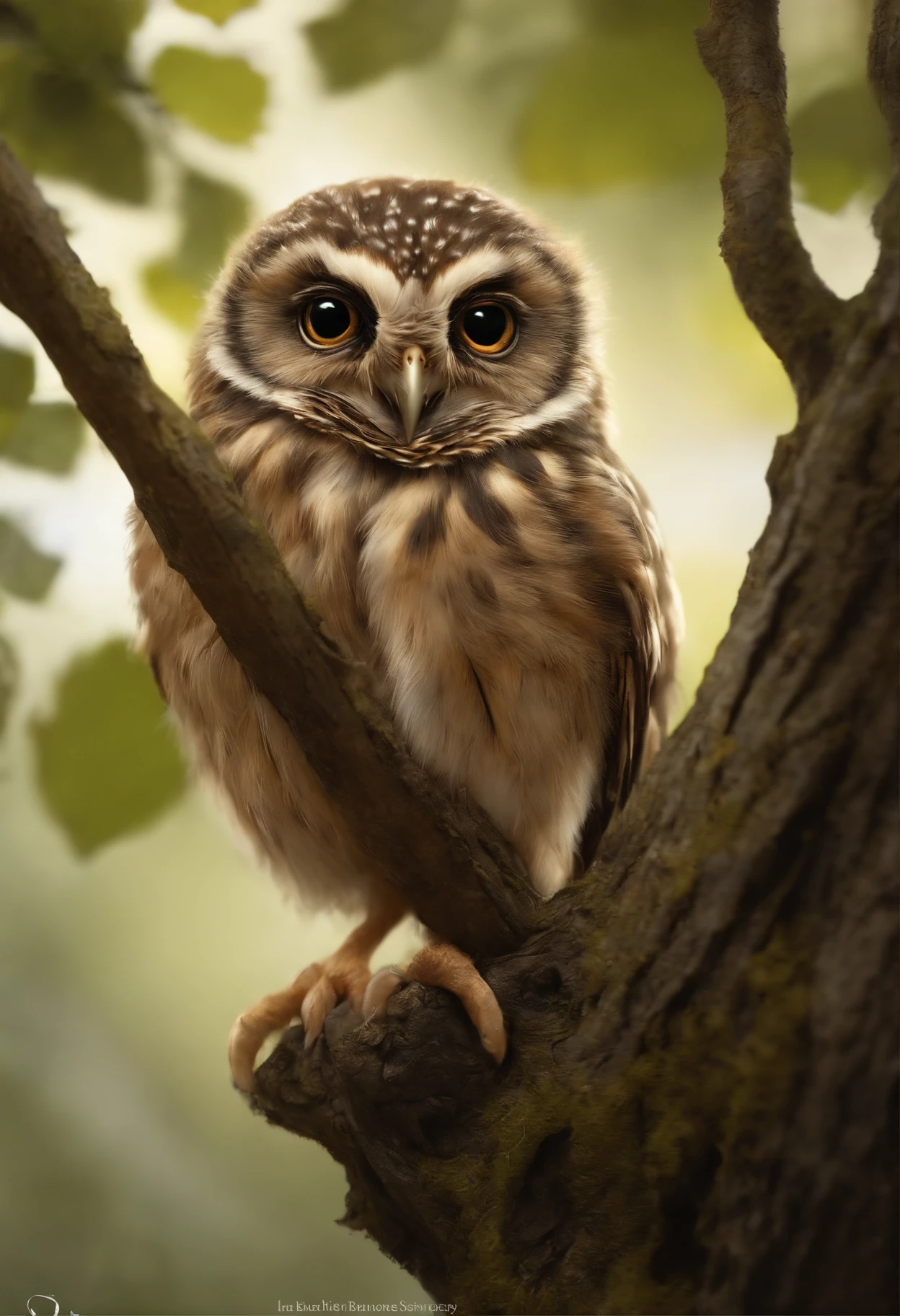 真实感, dark fantasy style, John Tolkien style, Small painting by Jean-Baptiste Monge,      little owl chick, anatomically correctly drawn body, sitting on an oak branch,  flapping wings, ultra-precisely drawn movement of the wings, Newly hatched chick, ultra realistic 3d illustration, portrait shot, Realistic paleoart photography, extreme close up portrait, closeup portrait shot, highly realistic photo, based on Bob Eggleton, hyper realistic render, hyper realistic render, hyper realistic render, close up portrait shot, adorable digital painting, ultra realistic picture ,The city, megalopolis, city trail, big house, glass skyscraper, Jean-Baptiste Monge, anthropomorphic --ar 2:3 --testp -optimistic;