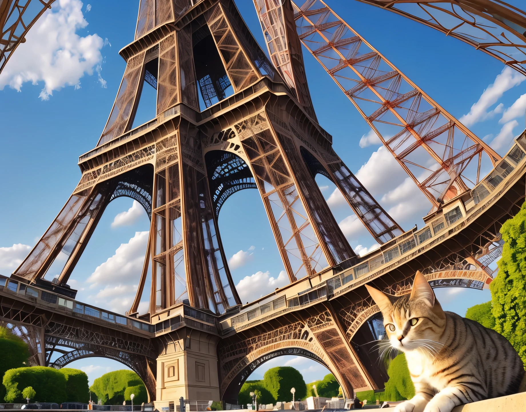 There is a cat on the Eiffel Tower --auto --s2