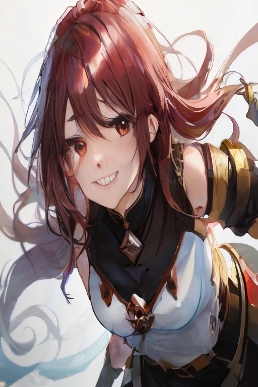 Anime girl with long red hair and black and white costume, Ayaka Genshin Impact, ayaka game genshin impact, cushart krenz key art feminine, Female protagonist 👀 :8, Rin, zenra taliyah, Female protagonist, best anime 4k konachan wallpaper, roguish smirk, crisp clear rpg portrait