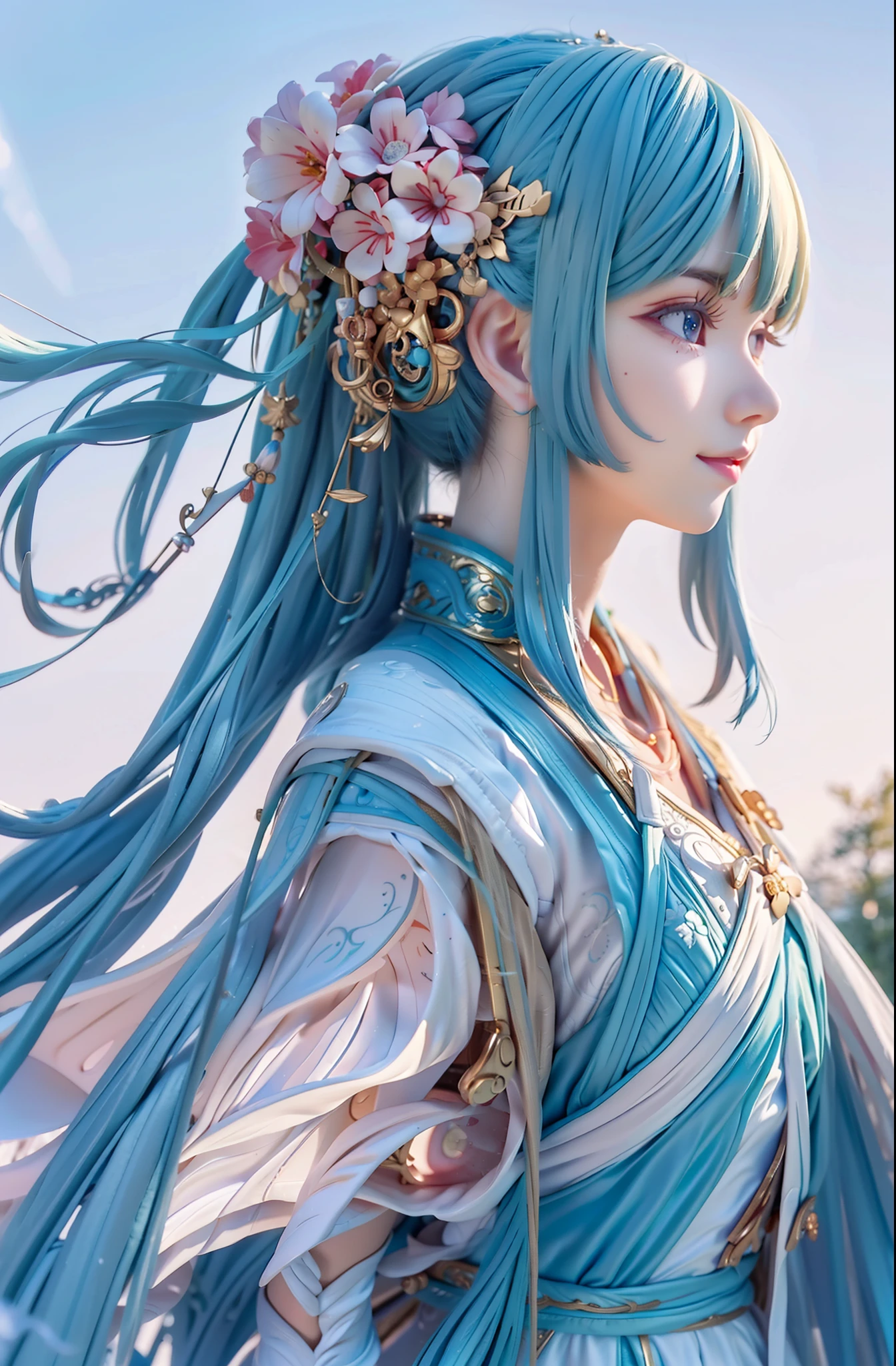Chinese hair bun, Oriental antiques, cute and beautiful {russian} blue eyes kid girl in spaceship and spaceship,As well as UFOs wearing clothes with geometric sacred symbols, In Earth orbit, aurora borealis, Ultra-realistic soft sunlight lighting, {smooth soft skin}, sharp vision, Beautiful and complex {in pink、white and pastel blue hair}, soft pink lips, Symmetrical face, anime big blue eyes, gentlesoftlighting, Gently {smile shy}, adorable smile, looking at the camera in, The is very detailed {Reflective eye protection, Soft light shines from behind, {Sacred geometry and geometric symbols on face}, As estrelas, Skysky, sacred geometry, Light language rescue background, neonlight, (lightroom) Red:68% blue:41% Green:37% filmgrain_minimum, textur:+25%, clear: +40%, to contrast:+15%, shadowing: +11% , Sharpen:100%