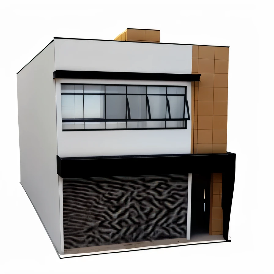 drawing of a building with garage and window, Processado, realistic building, loja altamente detalhada, Processado 3d model, modern lush condo as shopfront, em estilo de realismo simplificado, Vista frontal, 3 d renders, 2 d render, 3D-rendering, 3D rendering, Loja, pre-Processado, building facing, vista frontal, Detailed rendering