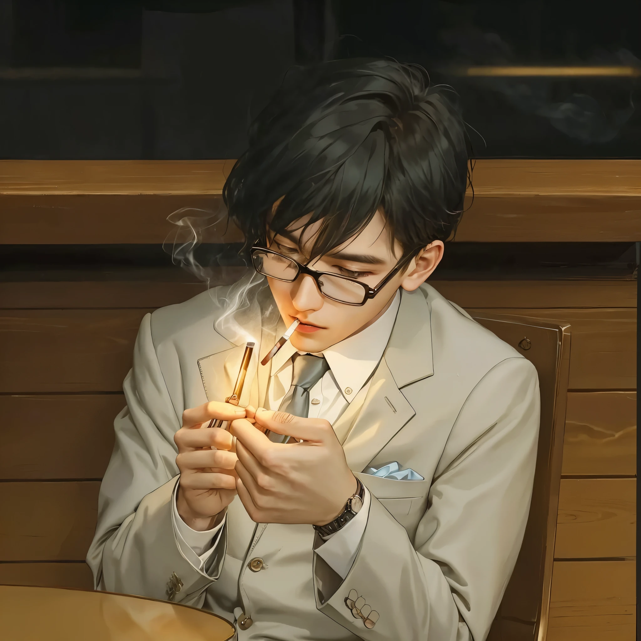 anime boy with a cigarette and a book in his hand, as an anime character, jk uniform, anime full body illustration, male anime style, in an anime style, makoto kano, tsutomu nihei style, detailed anime character art, anime character, anime boy, tall anime guy with blue eyes, official art, male anime character, style anime