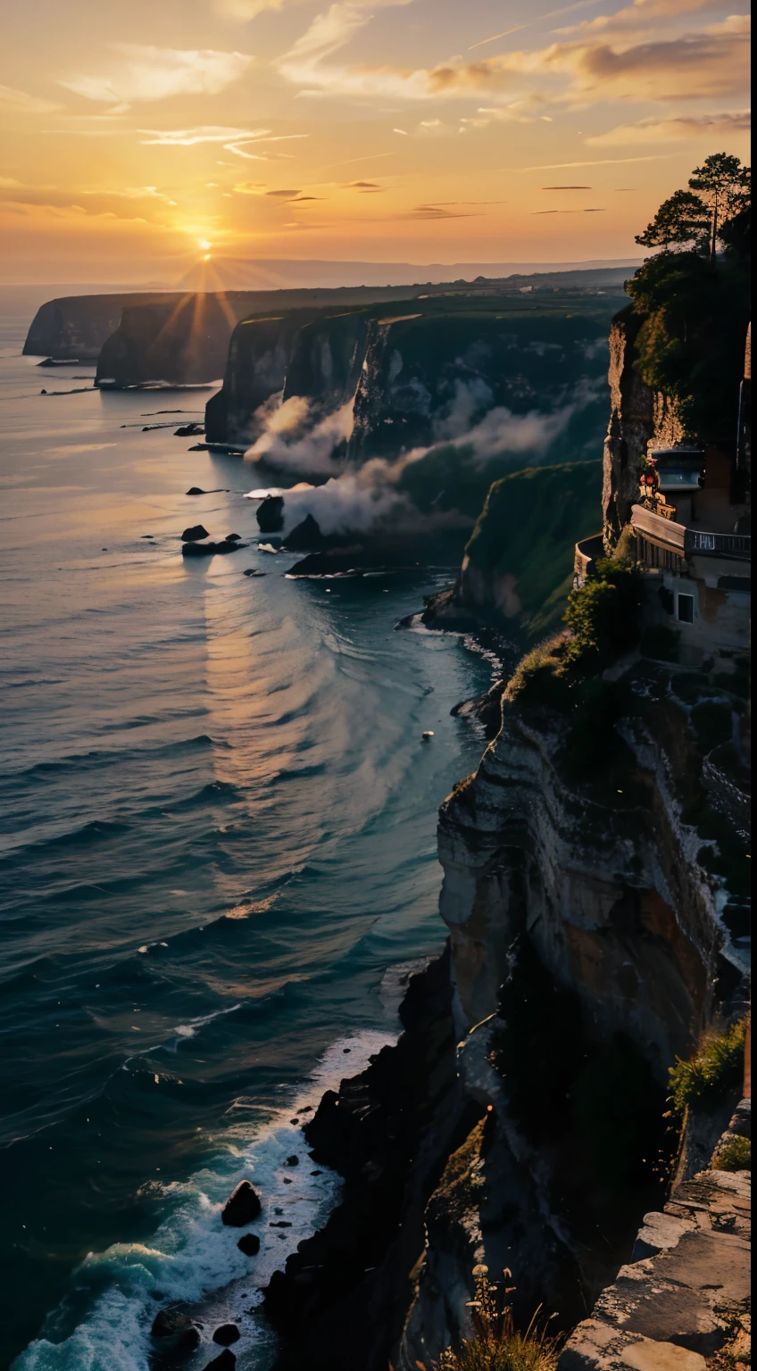 Morning sunrise overlooking a cliff