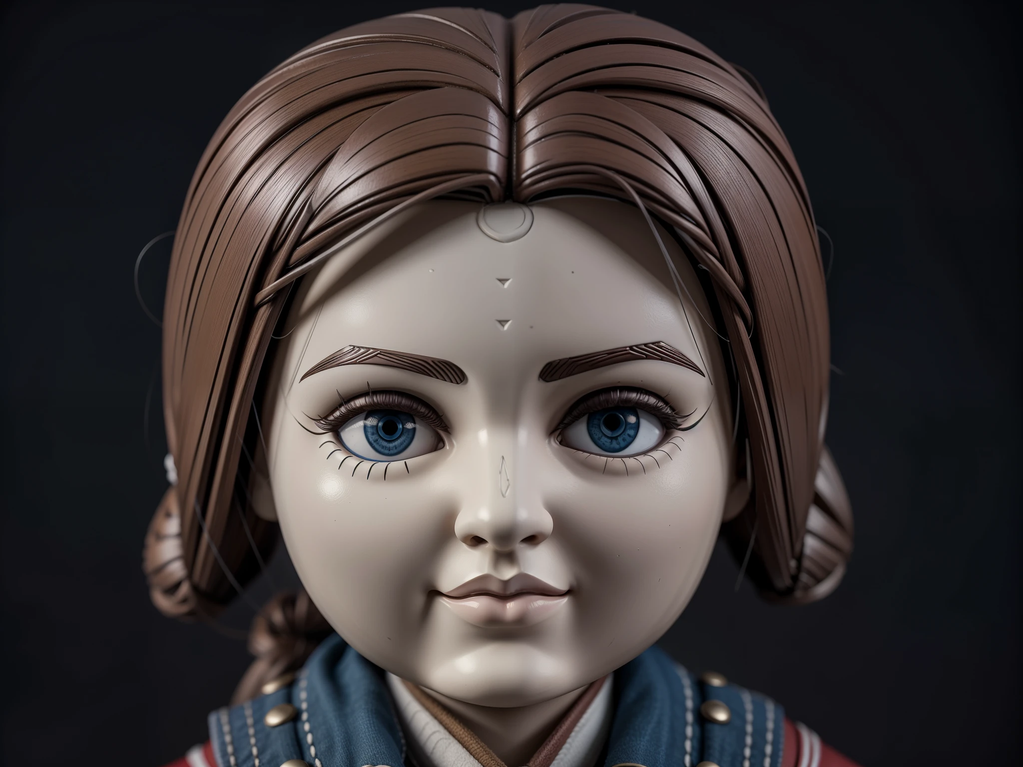 Boneca inspirada na boneca Good Guy, The resolution should be 4K, para capturar os detalhes.