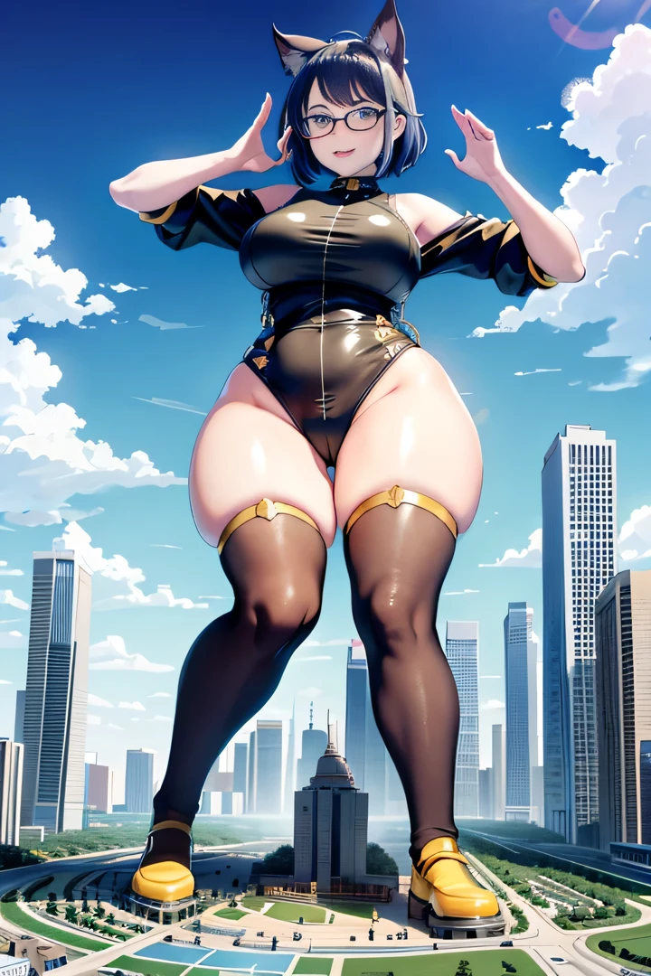 der riese art, 非常に詳細なder rieseショット, der riese, Shorthair, Giant woman bigger than a skyscraper, Wearing rimless glasses, Colossal tits, Big ass, swim wears, very small metropolis, Trying to destroy a miniature metropolis, Full body depiction, nffsw, giga der riese, der riese, Stomping City,crash city,Small town,micro city,