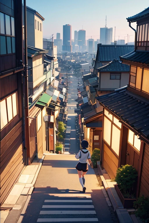 一个男人骑摩托车沿着城市街道的anime scene, anime scene, the anime girl is running, tokyo anime anime scene, anime style cityscape, TV animation stills, Screenshot of the 2012 animation, from yowamushi pedal, in style of kyoto animation, beautiful anime scenes, screenshot from the anime film, hd anime cityscape