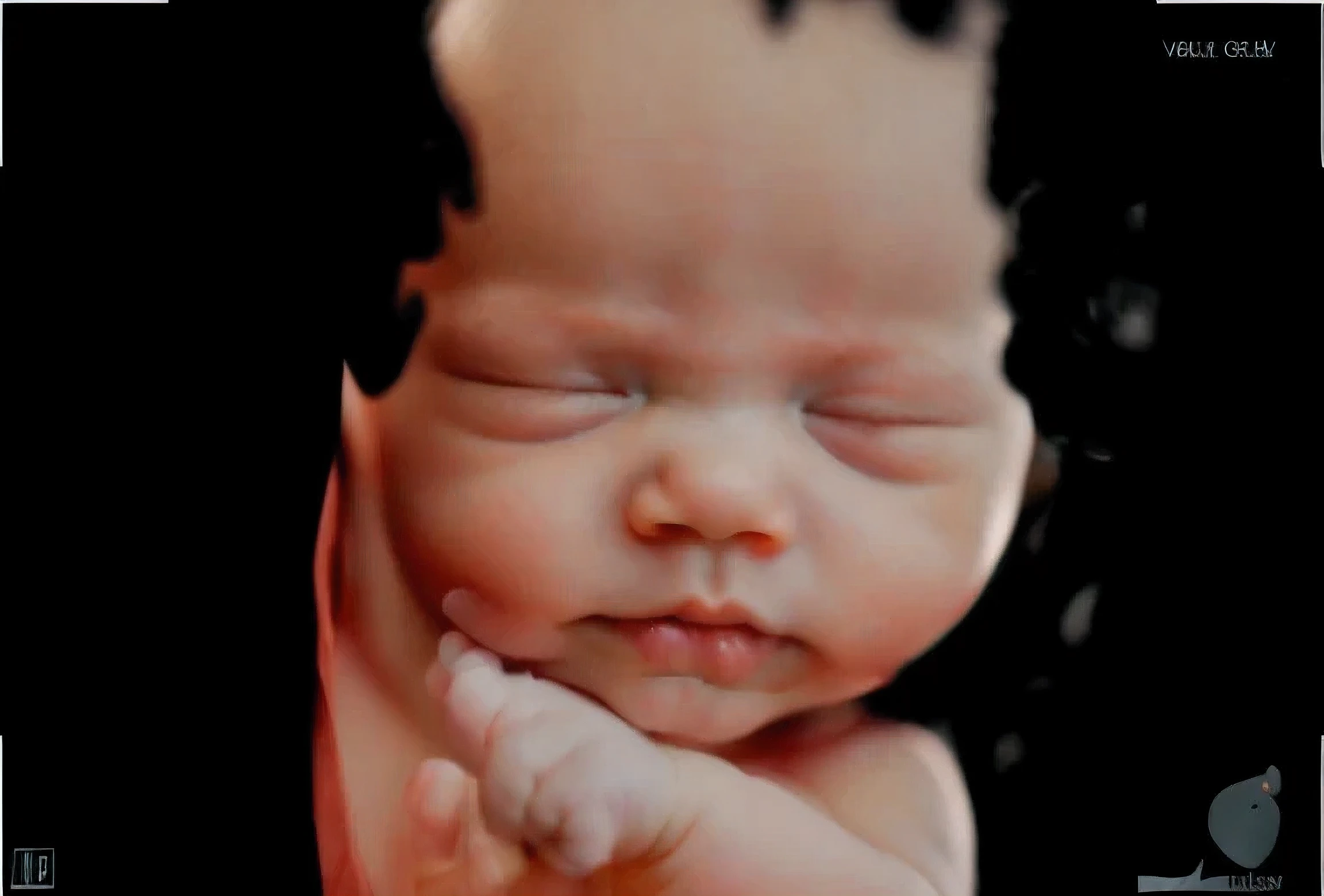 fix chin, portrait, sleeping baby, fetus, inside womb, rosy face, hd, realistic, cute, baby boy,  8k, uhd, high quality, sharp focus, the composition beautiful rich and bright
