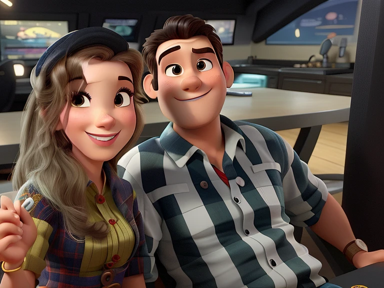 Um casal estilo disney pixar, alta qualidade, melhor qualidade