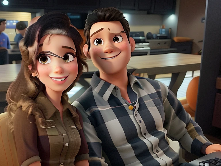 Um casal estilo disney pixar, alta qualidade, melhor qualidade