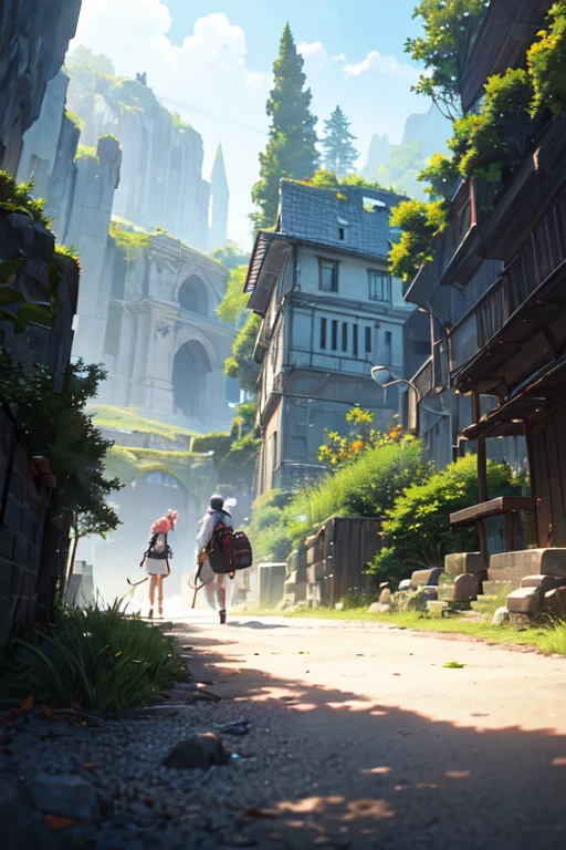 两个人穿过洞穴欣赏大海的anime scene, Ruins Explorer at Dusk, anime scene, Today’s recommended anime is still, anime opening, Everything is in a huge cave, beautiful anime scenes, Opening scene, in the anime film, screenshot from the anime film, anime movie screenshot, animation stills, Popular isekai anime