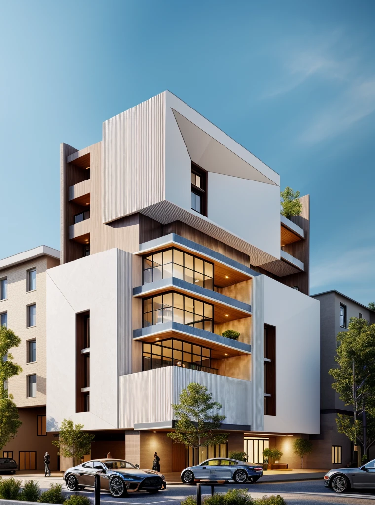 ((( best quality, masterpiece))), (hyper realistic, photo-realistic:1.2), high quality, (daylight:1.2), perfect lighting,
mordenhouse, main material (wooden , glass bancony, stone:0.2 ,white wall , wam white ), building, morden house, modern, dynamic light, daylight