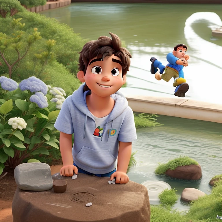 Um menino estilo disney pixar, alta qualidade, melhor qualidade