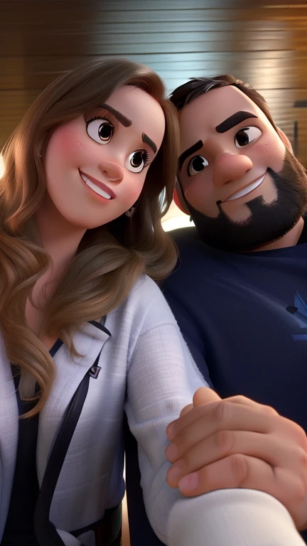 casal no estilo disney pixar, alta qualidade, melhor qualidade, just transform photo to pixar without changing characteristics