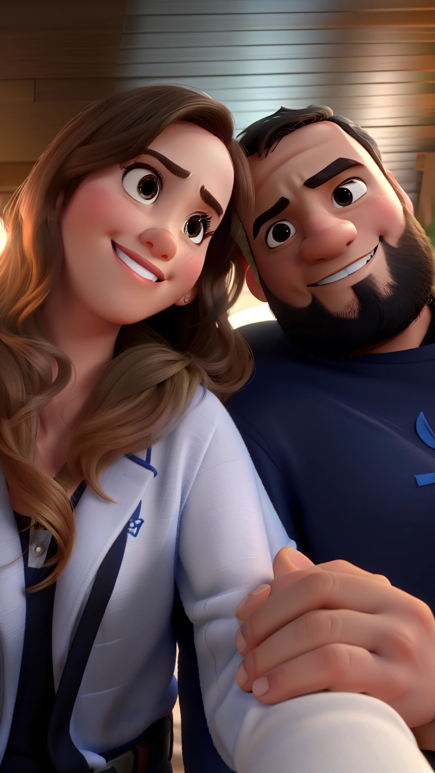casal no estilo disney pixar, alta qualidade, melhor qualidade, just transform photo to pixar without changing characteristics