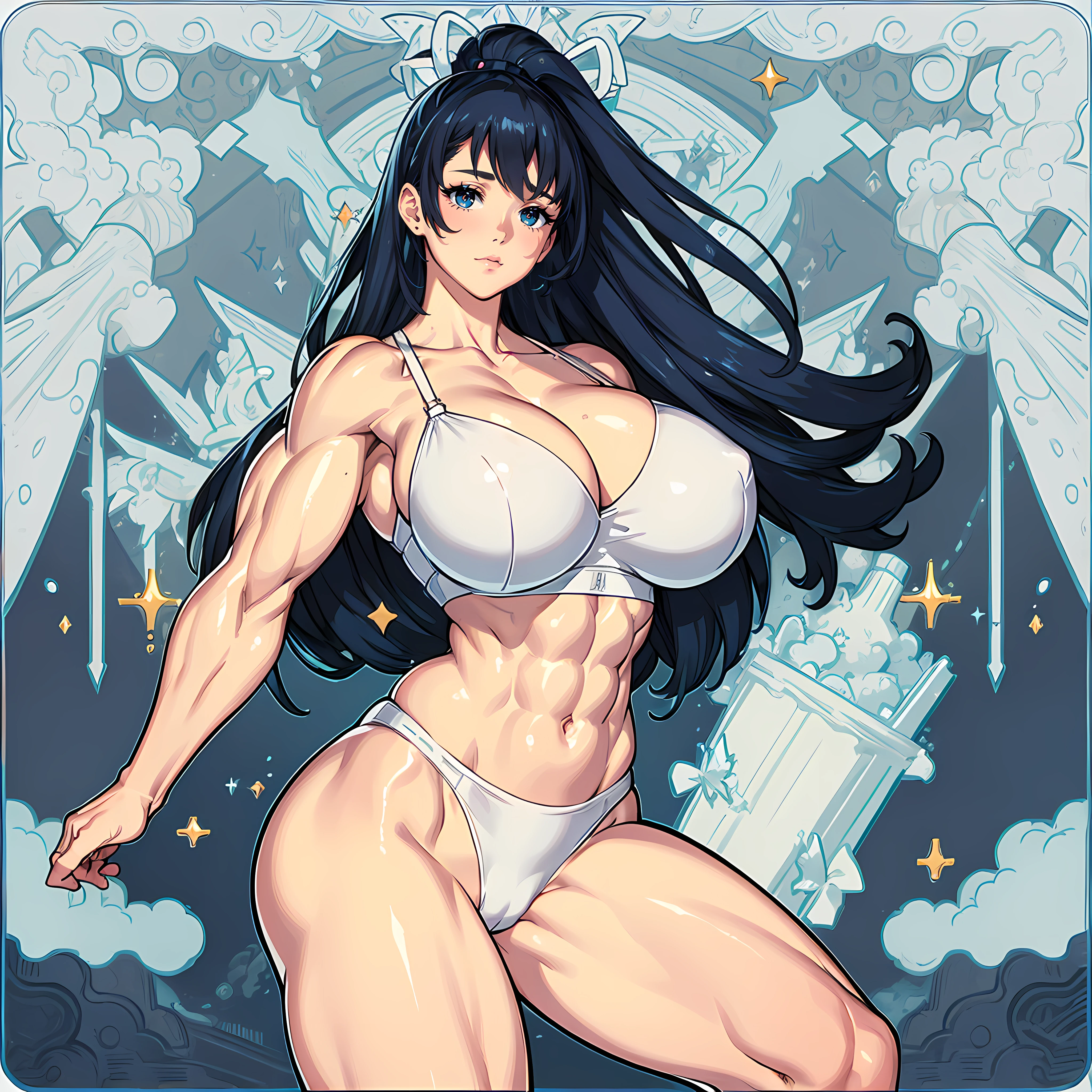 masterpiece、top-quality、hight resolution、独奏、Neat and clean woman、Thicker liplack bustier、I'm looking straight at this、(Colossal tits)、in a house、Misaligned bra、T back、(Reaching: 1.2)、sprawl、From above、Outstretched arms、irate、Disheveled underwear、sexual expressions, ((((huge muscles))))
