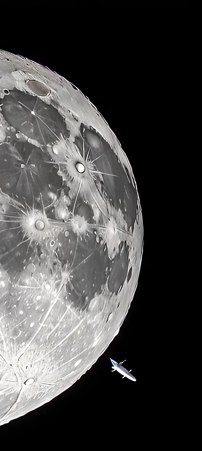 arafed view of a themoon with a small plane flying by, themoon craters, themoon surface, themoon, large detailed themoon, themoon surface background, lunar backdrop, 中间特Written shot, large themoon, 中间特Written, waning themoon, Lunar horizon, themoonscape, crater in background), Written, themoon in background