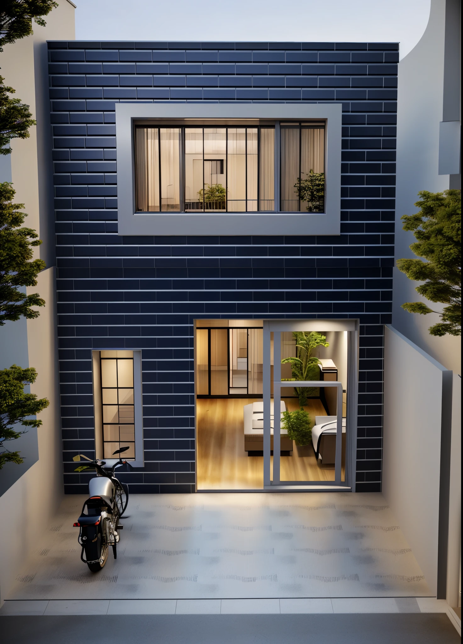 rendering of a modern residential townhouse, professional render, wide angle exterior 2023, highly detailed render, high quality rendering, realistic render, architectural render, high-quality render, detailed rendering, hyper-realistic render, hyper - realistic render, very realistic 3 d render, high render, realistic rendering, very realistic render