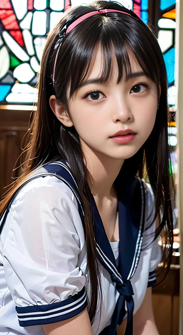 ((stick out a wet tongue))、((half open mouth))、((Glossy red lip gloss))、(The look of waiting for a kiss)