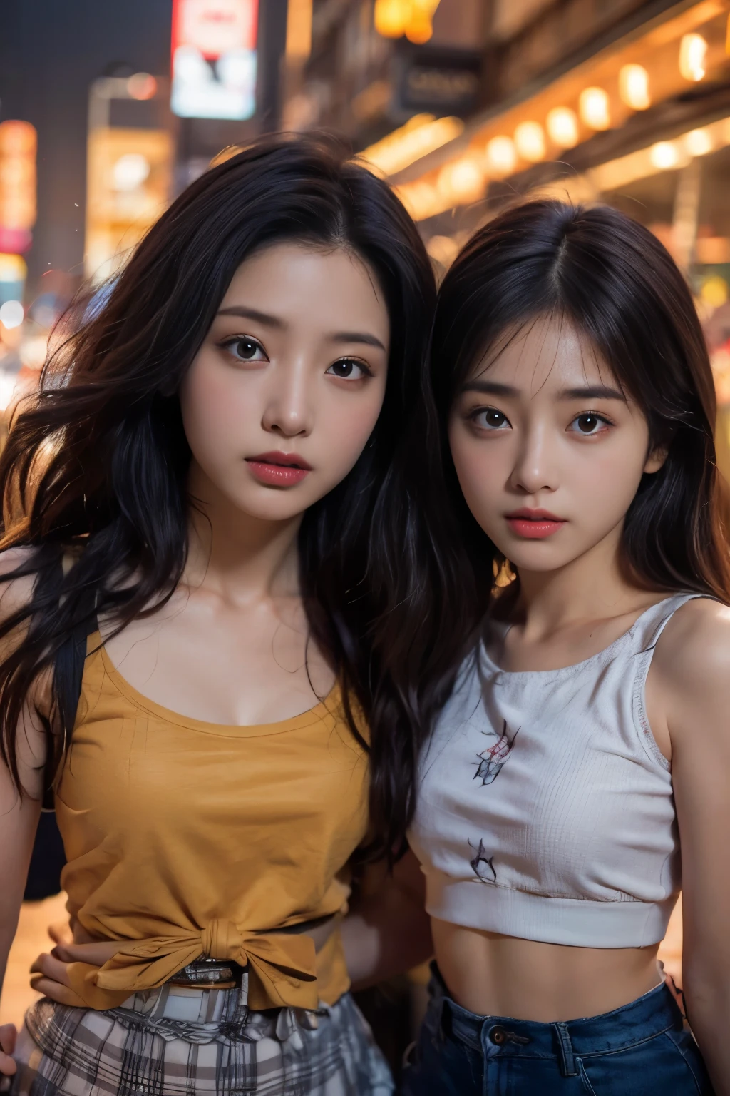 All faces and pictures must be different,super big eyes,POV, by lee jeffries, nikon d850, film stock photograph ,4 kodak portra 400 ,camera f1.6 lens ,rich colors ,hyper realistic ,lifelike texture, dramatic lighting , cinestill 800,two girls,super big eyes,beautiful faces,sisterhood,dynamic pose, photoreal fantasy art game art,