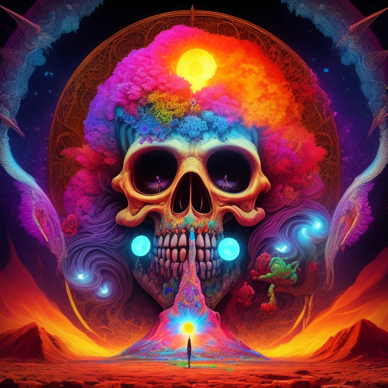 masterpiece, beautiful psychedelic angel of antimatter, black light painting PsyAI