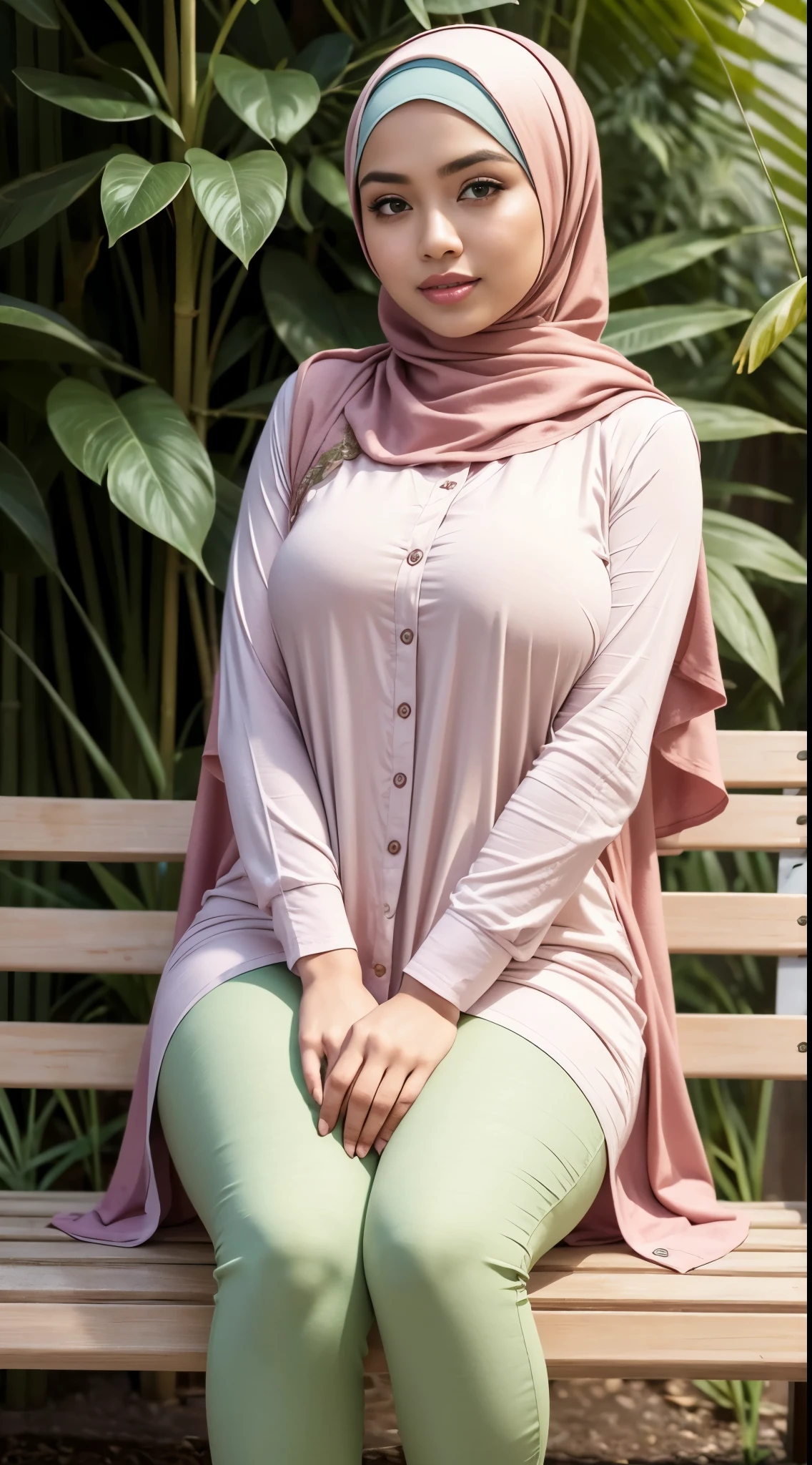 RAW, Best quality, high resolution, masterpiece: 1.3), Beautiful Malay woman in hijab (iu:0.8), Beautiful Malay women wear pastel color hijab, ((big breast)), walking on a rural street in the morning, photo taken with Panavision DXL2, 28mm lens, close up shot, bright pastel shades, bokeh, cinemascope , drama, high quality, very detailed, 8k resolution,