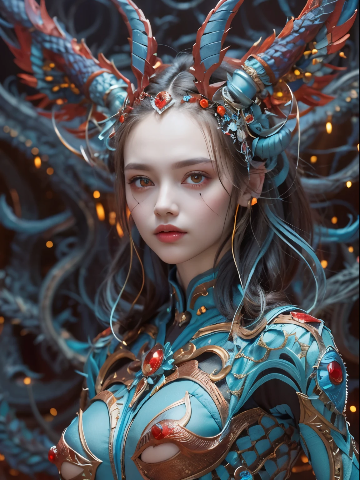 Female Alien, Beautiful face, seduces, red eyes, Full body like, A sexy, alien, No humans, an alien, cells are fused, Multiple hands, Lots of blue tentacle skin:1.5), extraterrestrial, cell, bio image, 魅惑的, Best Quality, 8K,,4K_quality, high_Definition,Dramatic Lighting, masutepiece:1.5,cinematic quality, detail up, Intricate details:1.2, 超A high resolution, High Definition, drawing faithfully, (Thick eyebrows:1.2), (Big scarlet eyes:1.6), Beautiful eyes with fine symmetry, (Ultra detailed eyes:1.2),(Highly detailed face and eyes:1.2), (High-resolution red-eye:1.4), Intimate face, (ultra detailed skin texture:1.4), Perfect Anatomy,  (Beautiful toned body:1.5),  (Moist skin:1.2), No makeup, (dark circles:1.1),