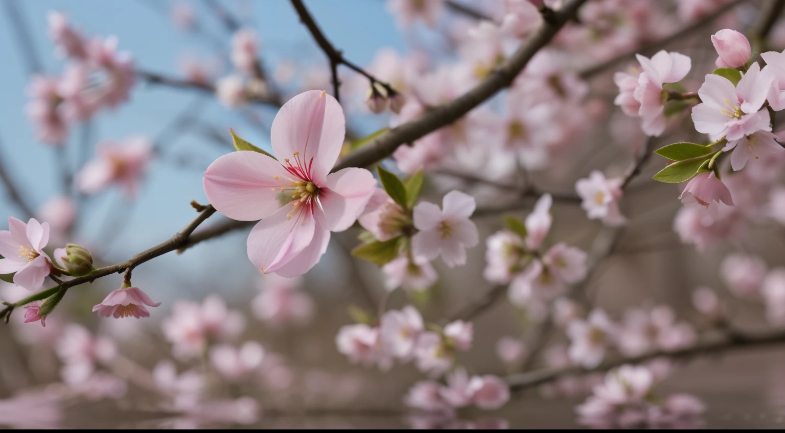 (best quality,4k,8k,highres,masterpiece:1.2), ultra-detailed, realistic:1.37, small pink flower on a bush with small buds emerging, close-up of ume blossoms, flowering buds, flower buds sprouting from its head, new shoots, dramatic close-up of the Campanula, early spring, tiny deep red petals floating down, beautiful composition, intricate and complex, blooming, tree branches, soft foliage, early spring, unconventional composition