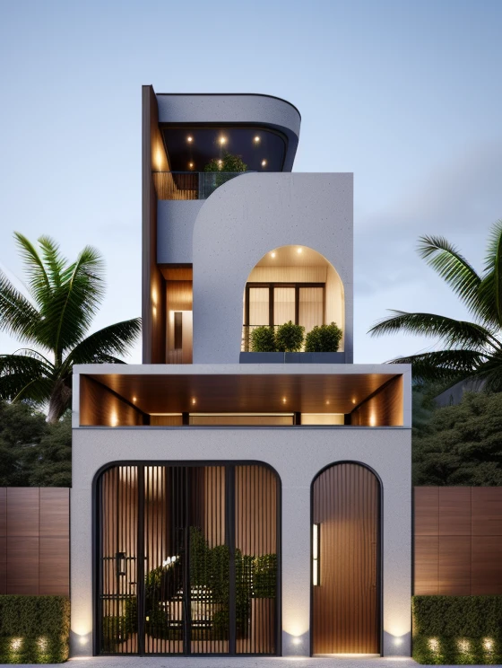 rendering of a modern residential townhouse, professional render, wide angle exterior 2023, highly detailed render, high quality rendering, realistic render, architectural render, high-quality render, detailed rendering, hyper-realistic render, hyper - realistic render, very realistic 3 d render, high render, realistic rendering, very realistic render