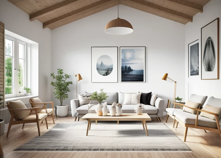 scandinavian_living room, masterpiece painting, scandinavian style, wooden floor