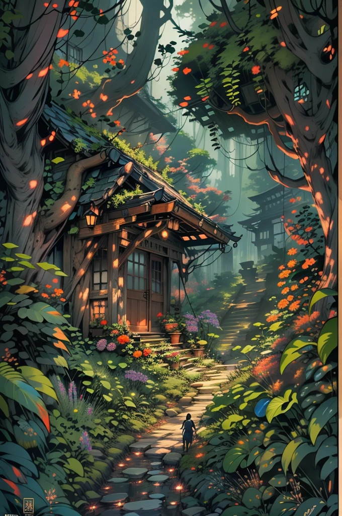 Detailed and intricate digital illustration of a dense, dead jungle, scorched earth, With sunlight, penetrating through the canopy, creating a spotty effect, Yoshitaka Amano and Hayao Miyazaki&#39;Style, masterpiece, Proportions, Detailed, Art Station Trends, beautiful lighting, realistic, intricate, Award Winning, 4K, highest quality Award Winning, Yoshitaka Amano Style 4K Digital Painting, Detailed and complex depiction of a zombie apocalypse, masterfully conveying the chaos and drama of the scene. Beautiful lighting and cinematic composition make this work a true masterpiece, trending on artstation