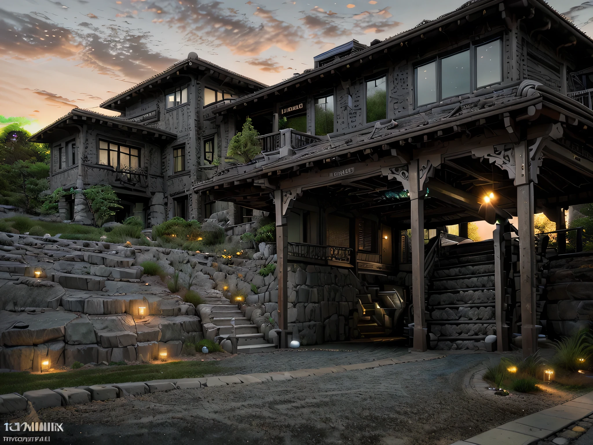 house,driveway,(masterpiece), (detailed), (intricate details), (realistic:1.4),photo, Fujifilm,16k,sunset,dieselpunkai