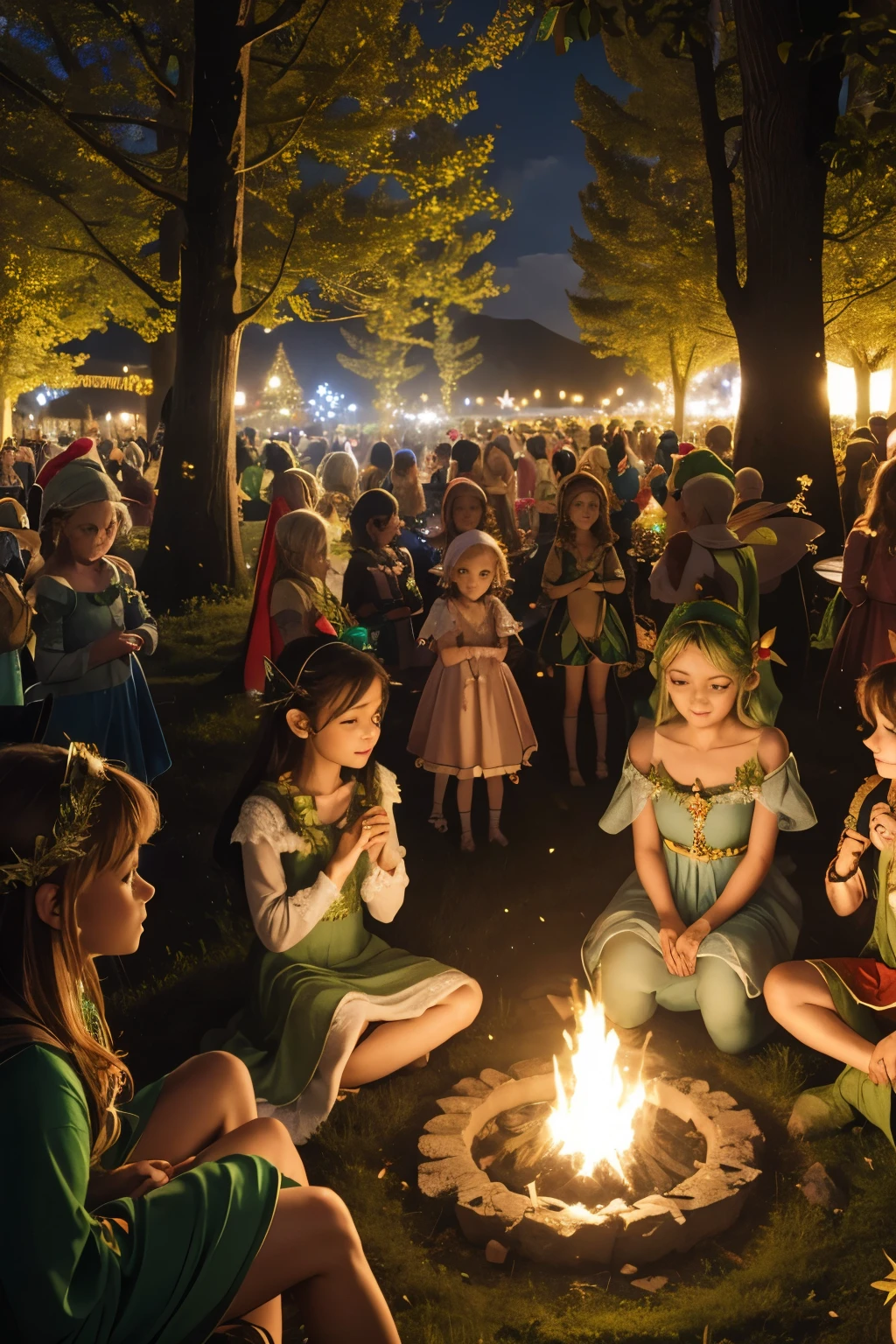 All the fairies gathered together to become a Christmas tree.