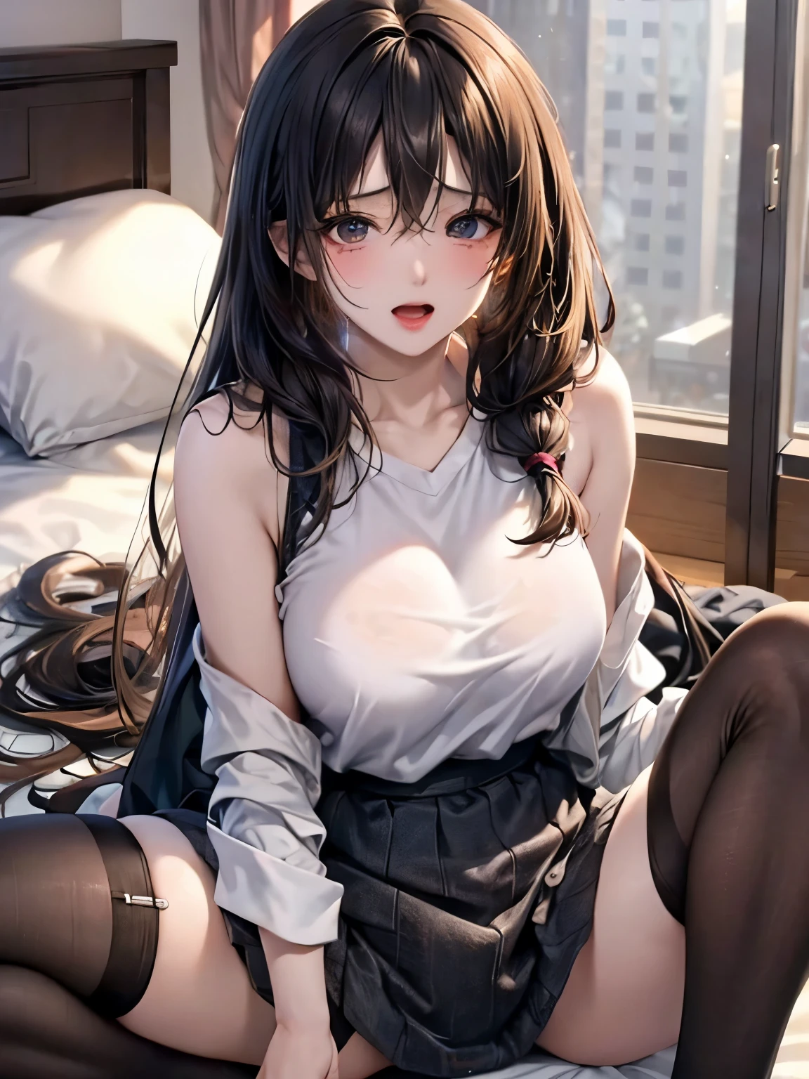 Lying position、randam angle、ランダムなcum onアクション、cum on、ランダムcum onポーズ、独奏、Underwear pants with delicate details、28-year-old woman、s lips:A sexy、Hair color: Dark brownの、Translucent skin, the skin is fair and juicy,, (hairstyle on)Hair color:Dark brown、Random Hairstyles、Random hair length、(Basic Information)pleasured expression、Big open mouth、Moist eyes、、Gentle eyes、Spread your legs apart、Mouth wide open、cum onの表情、knee high stockings