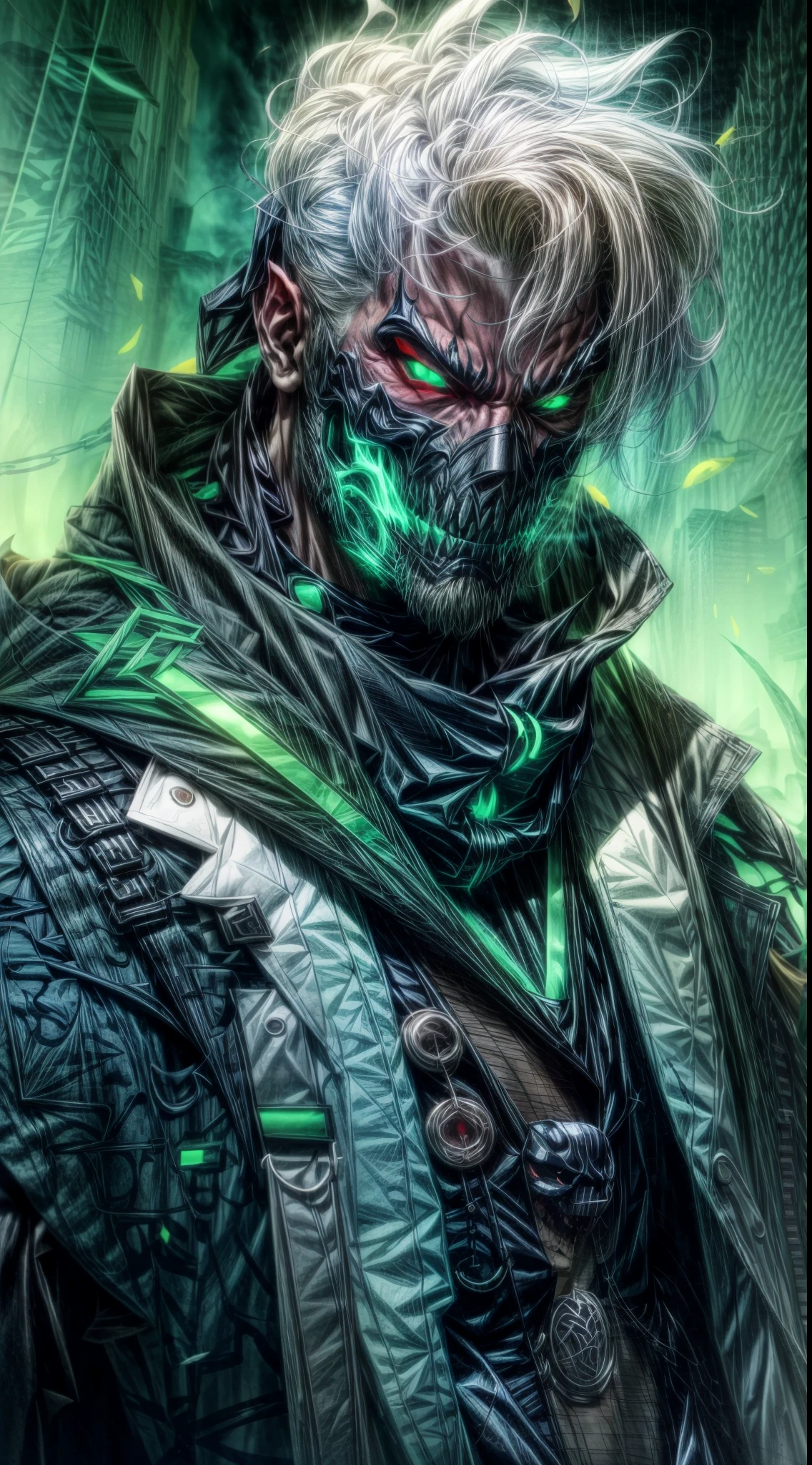 a close up of a demonic looking face with red eyes, evil smile and glowing eyes, evil grin, evil villain grin, dark but detailed digital art, with red glowing eyes, beautiful male god of death, malevolent smile, with glowing red eyes, evil smile, profile picture 1024px, just art for dark metal music, venomized