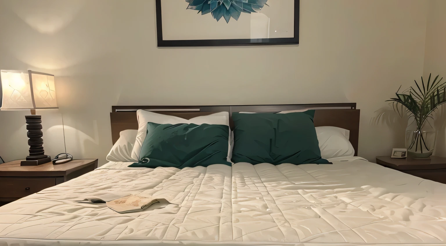 Relaxing scene with centered mattress, inviting tranquility.