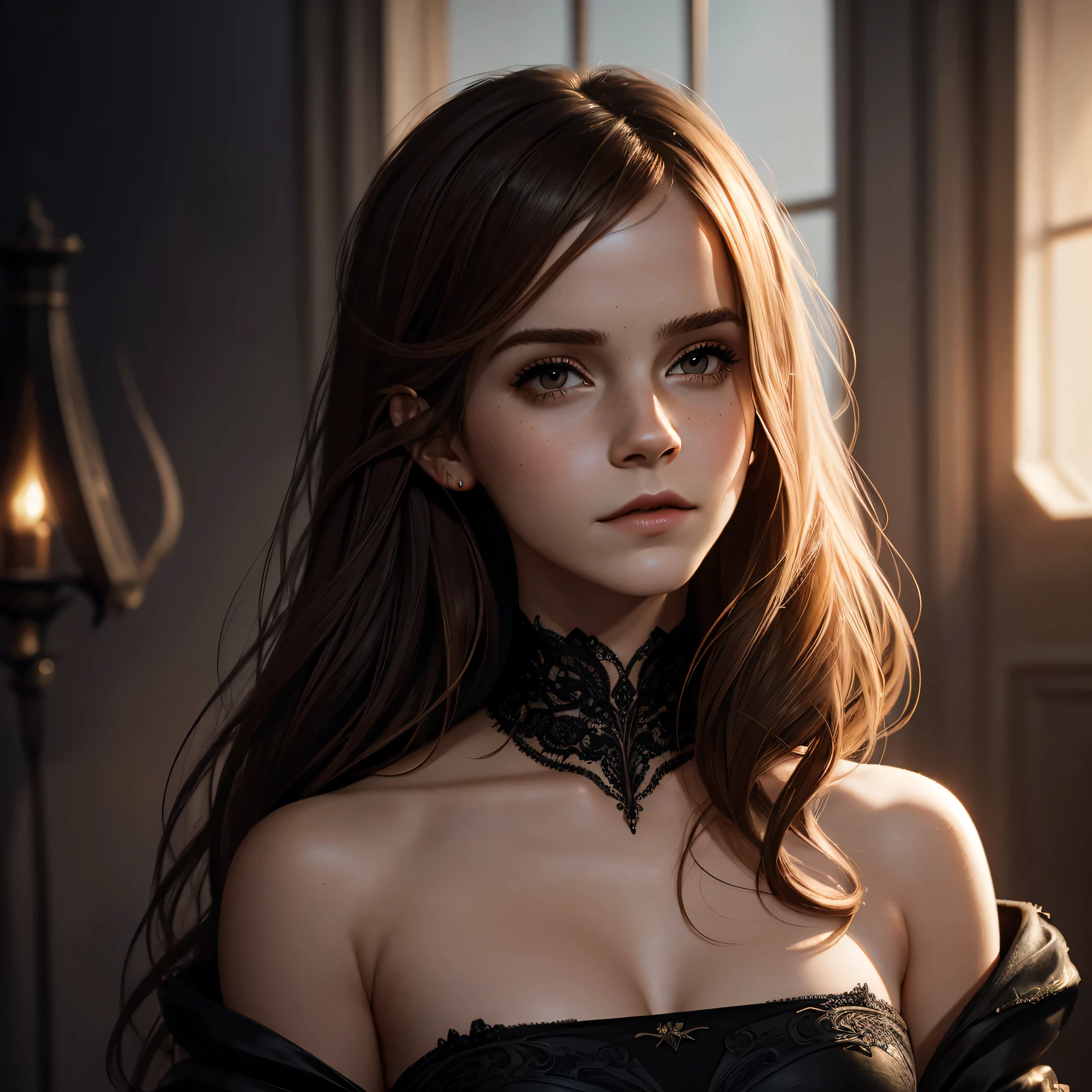 (Realistic:1.5), RAW photo, masterpiece, witch, a cute and sexy woman with orange eyes and black cat, (detailed mysterious background with stars over old wooden house), soft natural lighting, Faded colors, cinematic.