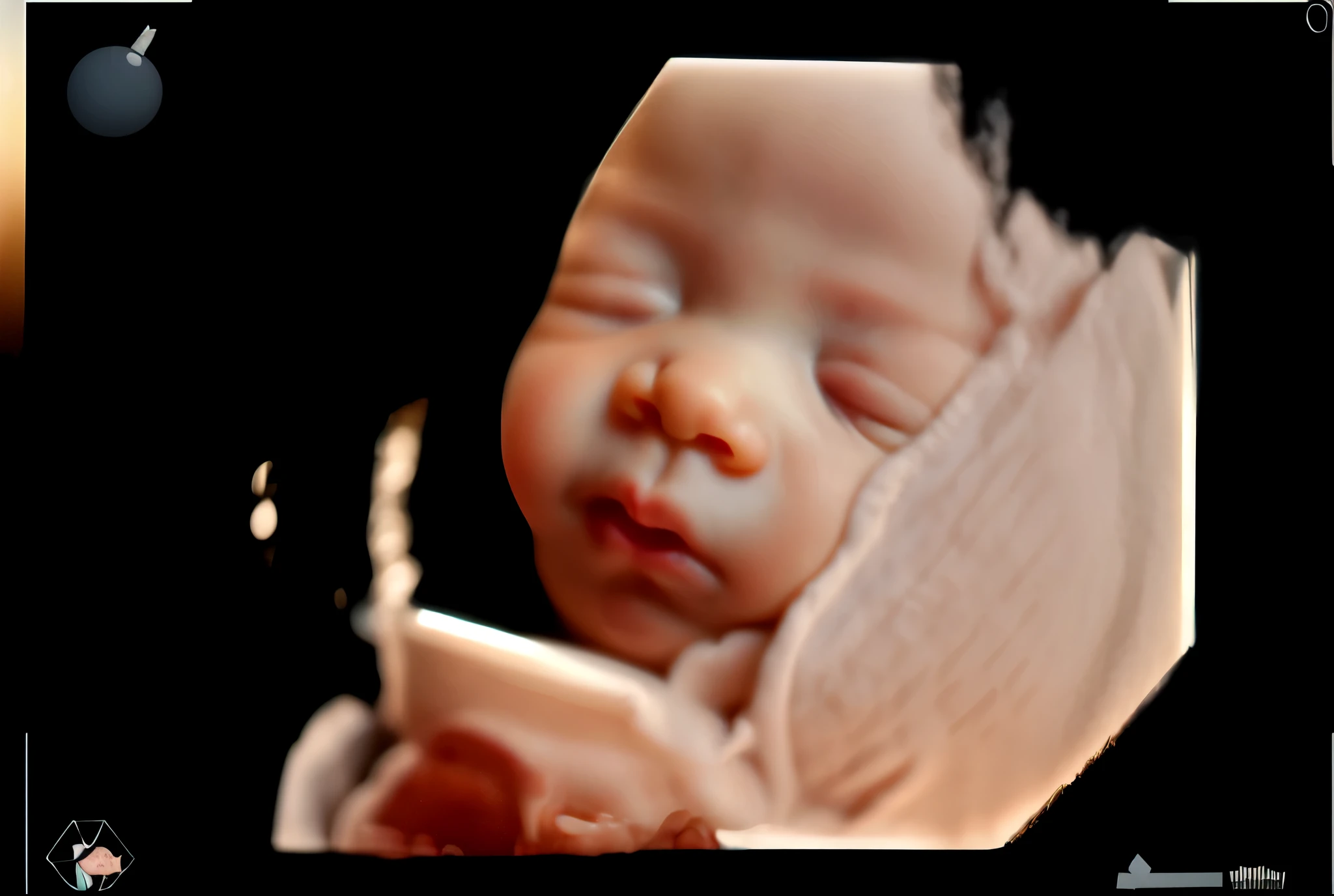 portrait, sleeping baby, inside womb, rosy face, hd, realistic, cute, baby boy, 8k, uhd, high quality, sharp focus, The composition beautiful rich and bright
