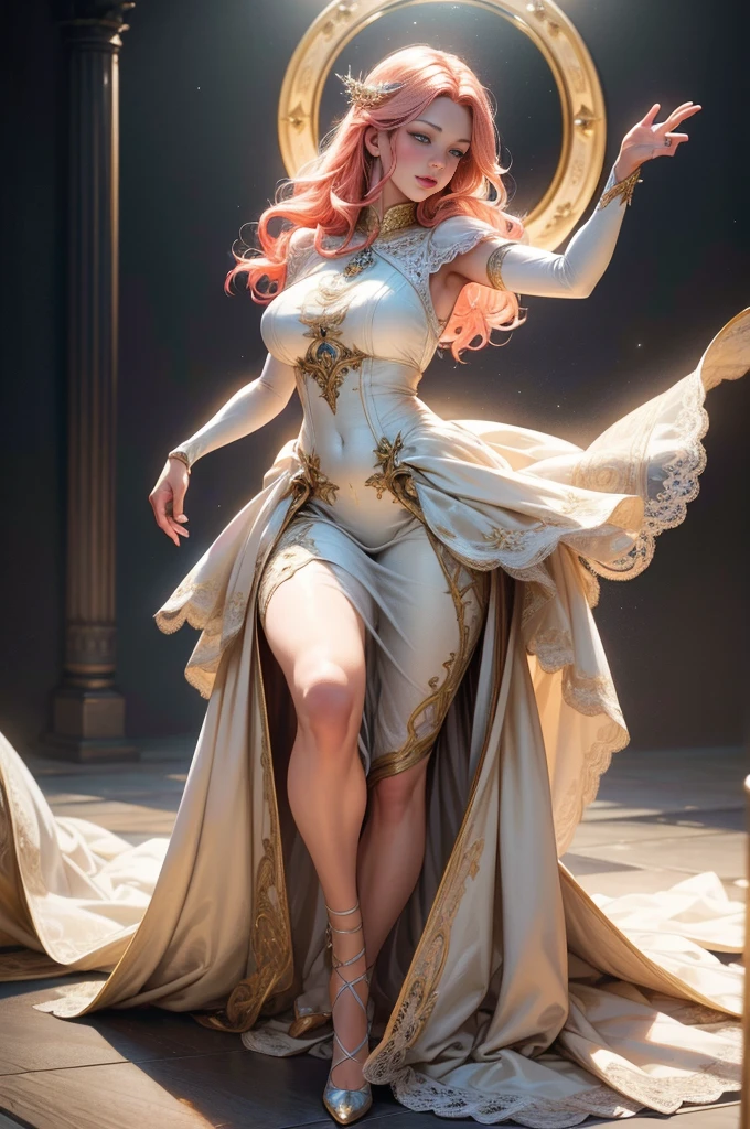 {-erro_de_anatomia:1.0}(best quality,4k,8k,highres,masterpiece:1.2), ultra-detailed, (realistic,photorealistic,photo-realistic:1.37), mature milf, illyasviel von einzbern, redhead hair, full body, vibrant colors, glowing skin, mesmerizing eyes, elegant pose, enchanting background, delicate lace dress, surreal lighting, ethereal atmosphere, mystical aura, intricate details, artistic medium, digital illustration, fantasy, anime, dancing litghtly