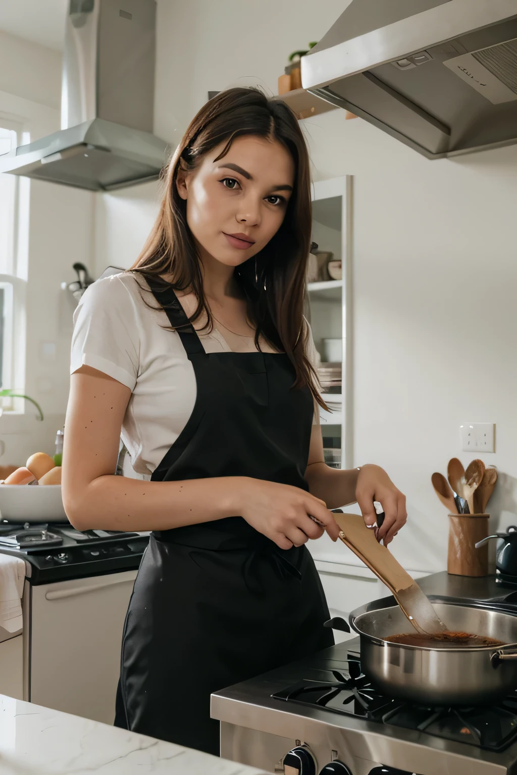 Chica cocinando en una cocina